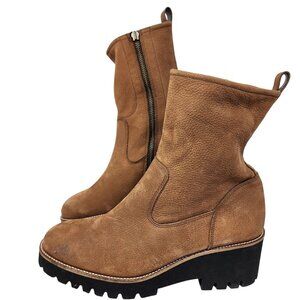 Paul Green Womens Brown Leather Ankle Boots W/ Lug Sole UK 7.5 US 9.5